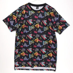 T-shirt screenshot anni 90 motivo geometrico retrò uomo XL nero stampa AOP all over - Foto 1 di 10