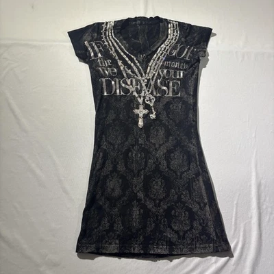 Платье женское The Saints Sinphony маленькое черное готическое с крестом с заклепками рок США - Изображение 1 из 4