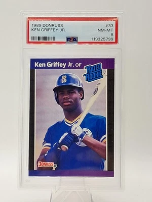 Donruss Ken Griffey Jr. 1989 Clasificado Rookie #33 PSA 8 Seattle Mariners RC Foto 1 de 2
