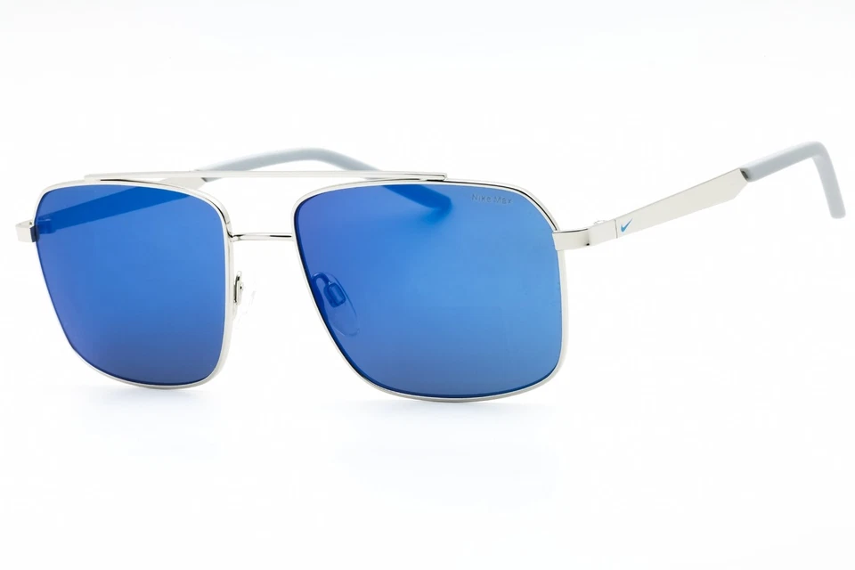 Nike Traveler Strike IB3676X 032 Men's Aviator Sunglasses Silver / Blue Mirror