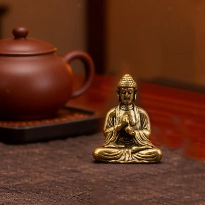 Mini Brass Sakyamuni Buddha Statue Antique for Indoors Outdoor Landscape Car - Image 1 of 4