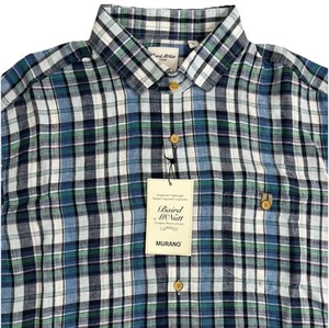 Mens Murano Baird McNutt S/S Linen Shirt L Large Multicolor Plaid NEW $79+ - Picture 1 of 5