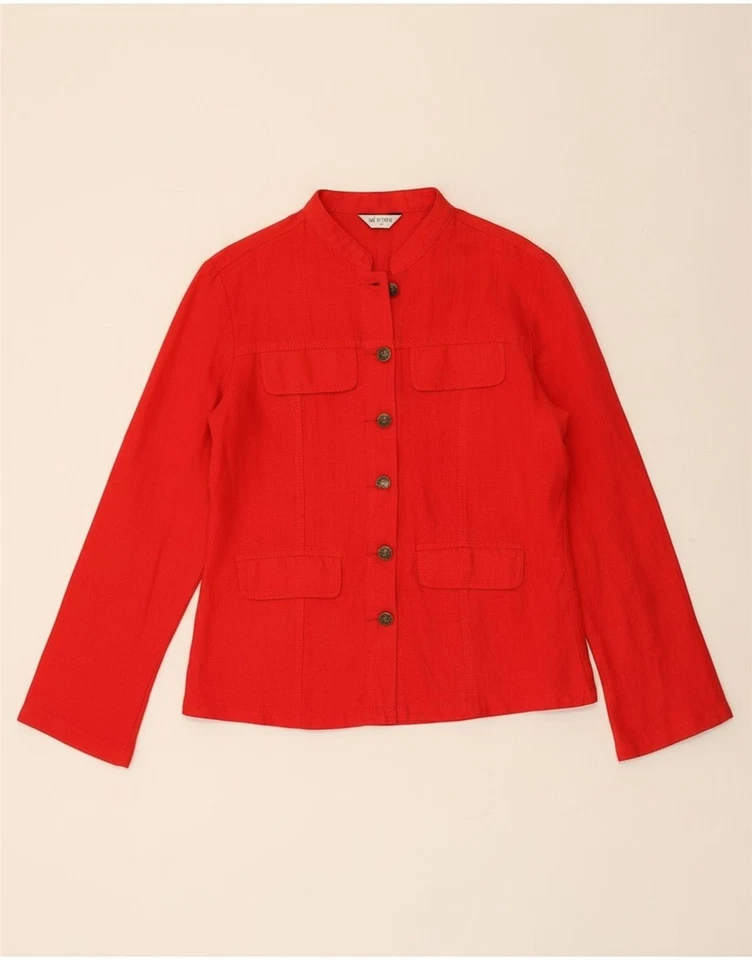 A WEAR Womens Utility Jacket UK 12 Medium Red Linen DY17 - Image 1 of 4