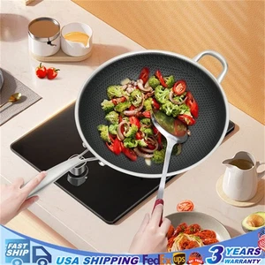 Sartén antiadherente de doble cara de panal para cocinar wok con tapa de acero inoxidable - Imagen 1 de 10