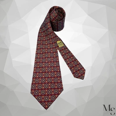 Corbata de seda con estampado de carrete de barco rojo naranja HERMES PARIS 7793 FA Francia 58”-3,6” EX CD Foto 1 de 4