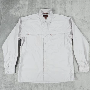 Simms Shirt Mens Large Gray Long Sleeve Fishing Button Front Vented Back COR3 - Picture 1 of 11