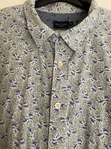 PAUL SMITH Jeans Shirt Blue/Green Patterned Button Up Long Sleeve Slim Fit XXL - Picture 1 of 9