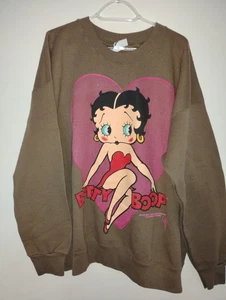 Vintage Betty Boop Cartoon 90s Crewneck Sweatshirt mens size XXL 1993 Brown - Picture 1 of 10
