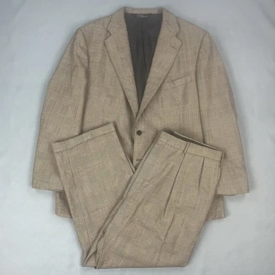 Vintage Polo Ralph Lauren 2-Piece Wool Suit 48L Jacket 42L Pants Glen Plaid - Image 1 of 4