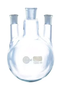 Borosil Flask With Round Bottom, Three Neck - Centre Neck And Two Parallel Side. - Picture 1 of 8