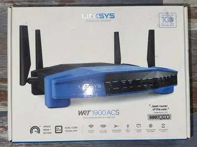 Linksys WRT1900ACS 1300 Mbps 4 Port Dual-Band Wi-Fi Router Dual-Core 1.6 GHz CPU - Image 1 of 4