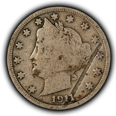 1911 5c Liberty V Nickel - Mint Error Dramatic Struck Thru Lamination - Z6287 - Image 1 of 4