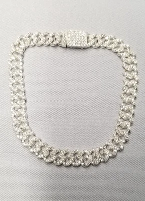 Sterling Silver 14.20g Cubic Zirconia Cuban Link Bracelet 8" - Image 1 of 4