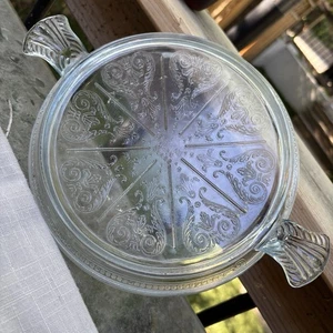 RARE Vintage 1940s Fire King 8” Sapphire Blue Philbe Trivet Embossed w/Handles - Bild 1 von 6