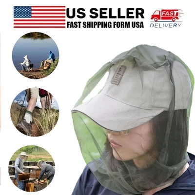 Anti-Mosquito Bug Bee Insect Head Net Hat Cap Sun Protection Fishing Hiking - Image 1 of 4