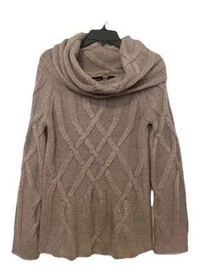 Свитер MODA International коренастый трикотажная шерстяная смесь коричневый с воротником-хомутом. Женский размер M - Изображение 1 из 4