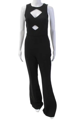 Rachel Zoe Womens Sleeveless High Rise Flare Leg Jumpsuit Black Size 2 - Image 1 of 4
