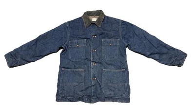 Vintage 70s Big Mac Denim Blanket Lined Chore Coat Size S/M 4 Pocket Union Made - Image 1 of 4