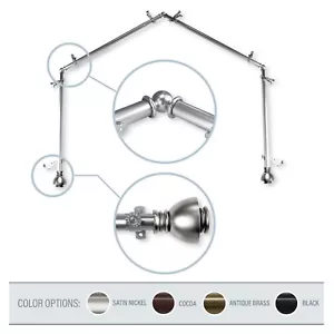 Stream 13/16" 4-Sided Bay Window Curtain Rod 28-48 inch (each side) - 4 colors - Picture 1 of 9