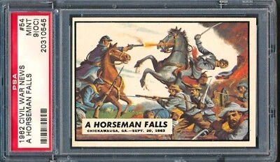 1962 Topps Civil War News #54: A Horseman Falls ~ PSA 9 oc - Image 1 of 2
