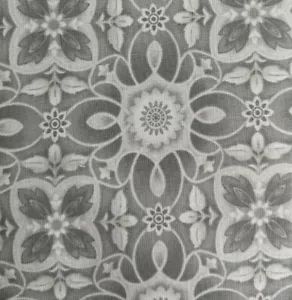 Henry glass "Vogue" by Lizzie B Cre8tive, gray baroque pattern, 25" x44" - Picture 1 of 4