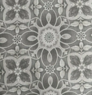 Henry glass "Vogue" by Lizzie B Cre8tive, gray baroque pattern,  25" x44" - Image 1 of 4