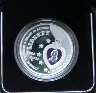 2022 National Purple Heart Hall of Honor Colorized Silver Dollar ..... Low Mint! - Image 1 of 4