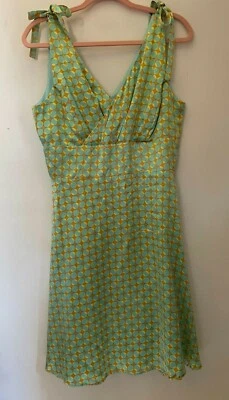 Vestido Jennifer Reale Design Estampado Cuadrícula 100% Seda Talla 12 Foto 1 de 4