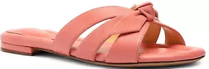 Neu Alexandre Birman 395 $ lachsrosa geknotete flache Sandalen Pantoletten Brasilien 37,5 - Bild 1 von 8