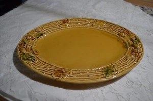 Vtg Bordallo Pinheiro Portugal Brown and Green Acorn Oak Leaf Oval Platter 15” - Picture 1 of 3