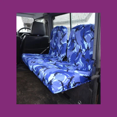 2 fundas de asiento gruesas impermeables para Land Rover Defender 90 110 1983-07 camuflaje azul Foto 1 de 3