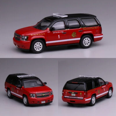 596 1/64 Chevrolet Tahoe Chicago Fire Department CFD Model Car Diecast Red - Image 1 of 4