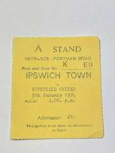 1973/74 IPSWICH TOWN V SHEFFIELD UNITED 05-01-1974 FA CUP boleto de partido tercera ronda - Imagen 1 de 1