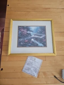 Thomas Kinkade Framed Accent Print, Bridge of Faith, Certificate of Authenticity - Picture 1 of 13