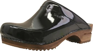 Sanita Damen Offener Clog Wood-Classic Patent Open Black - Picture 1 of 81