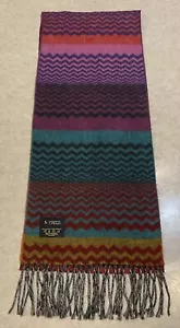 Cashmink by V. Fraas Rainbow Multi-Color Scarf W/Fringe Made In Germany - Picture 1 of 7