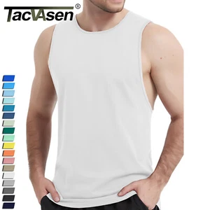 Men's Tank Tops Sleeveless Cotton Shirts Gym Workout Bodybuilding Quick Drying T - Picture 1 of 131