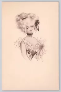 Pretty Victorian Lady Postcard Big Blonde Hair Sketch Antique Undivided Unposted - Picture 1 of 2