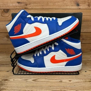 Nike Turnschuhe Herren Größe UK 7,5 Air Jordan 1 Mittelblau Orange Knicks Korb Schuhe - Bild 1 von 13