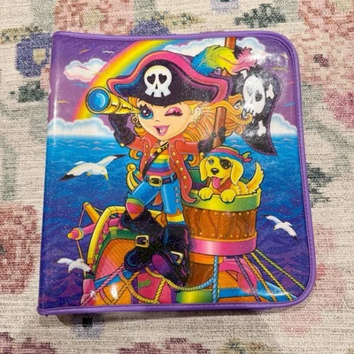 Vintage 90s Lisa Frank Three Ring Zipper Binder Rainbow Pirate Girl Puppy Y2K - Image 1 of 4