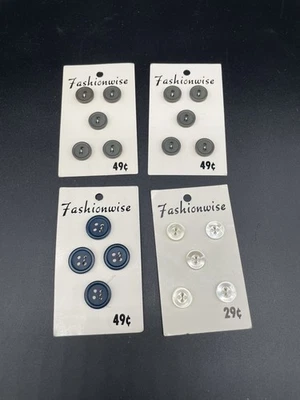 VTG Fashionwise Buttons Round Grey Navy Ivory 4-Hole (lot 13) - Image 1 of 4