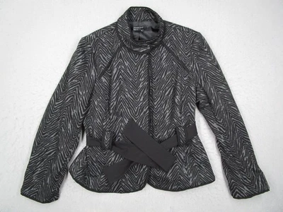 Sandro 运动装夹克女式特大号黑色斑马纽扣腰带领带 — 第 1/4 张图片