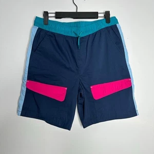 Wonder Nation Boy's Color Block Navy Blue 8" Inseam Swim Trunks Size XL (14/16) - Picture 1 of 5