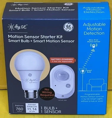 Kit de inicio de sensor de movimiento GE bombilla inteligente sensor de movimiento inteligente alimentado por batería NUEVO Foto 1 de 4