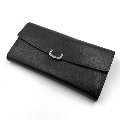 Cartera Larga Cartier C de Cartier Cuero Negro Tono Plata Herrajes Foto 1 de 4