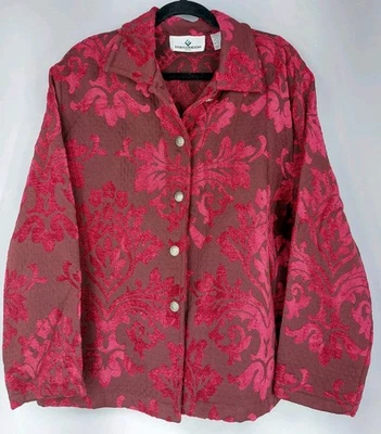 Chaqueta Blazer Corta ERIN LONDON Petite Roja Floral Chenille Para Mujer Grande  Foto 1 de 4