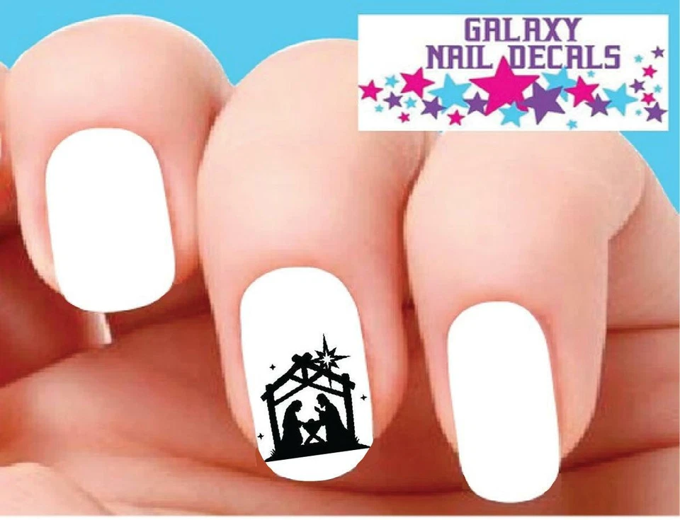 Calcomanías de uñas tobogán acuático - Juego de 20 belén de Navidad silueta de Jesús 3 Reyes Foto 1 de 1