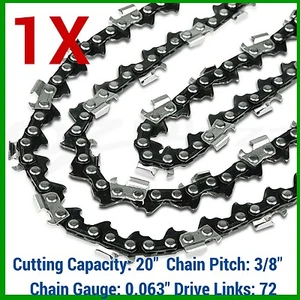 1X Chainsaw Chain 20" 3/8 063 72DL For STIHL MS400 C-M with 20" Bar - Picture 1 of 3