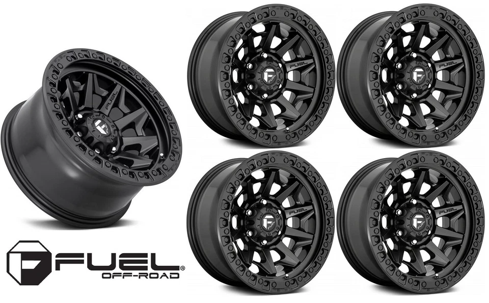 17 FUEL COVERT BLACK WHEELS RIMS 17X9 5X127 D69417907550 D695 +1 5X127 5X5 (5) Foto 1 de 4