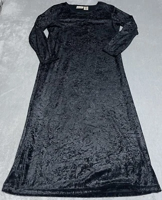 Maxi Vestido De Colección Para Mujer Grande Negro Terciopelo Aplastado Modesto Bruja Gótico Grunge Foto 1 de 4